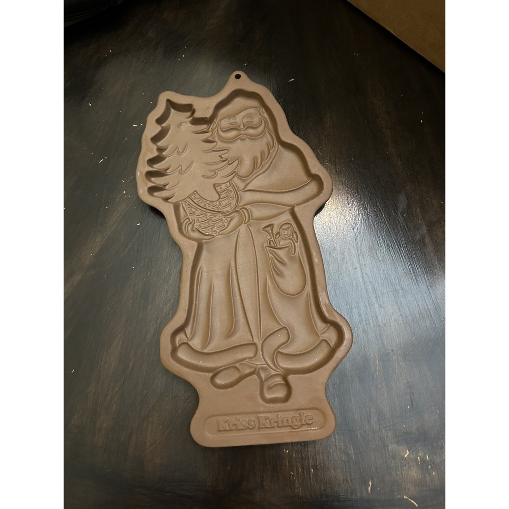 Longaberger Pottery Cookie Mold Kris Kringle 1991‎ Christmas Santa Clause Baking